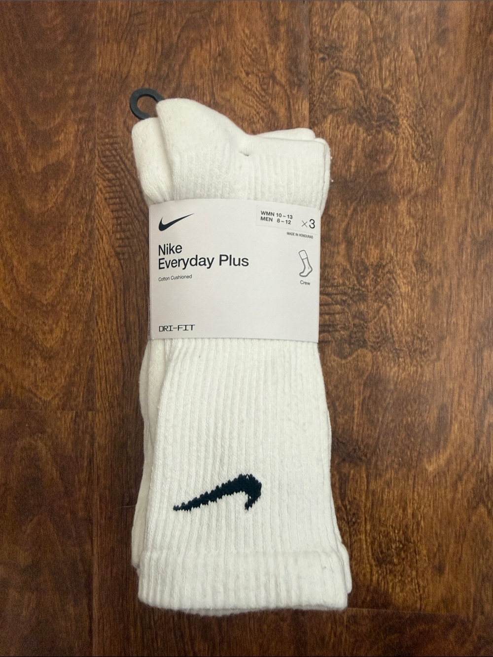 Nike White Crew Athletic Socks with Black Swoosh (3 Pack)